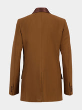 Fendi Brown Wool Mohair Blazer with Silk Lapels