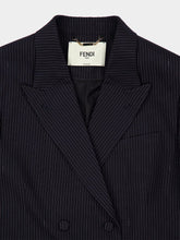 Fendi Navy Blue Pinstriped Wool Double-Breasted Blazer
