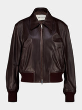Ami Paris Dark Cherry Lamb Leather Zipped Jacket
