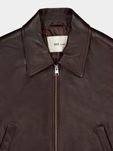 Ami Paris Dark Cherry Lamb Leather Zipped Jacket