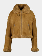 Ami Paris Mastic Beige Shearling Aviator Jacket