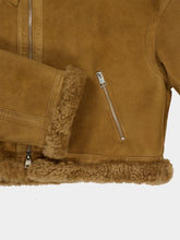 Ami Paris Mastic Beige Shearling Aviator Jacket