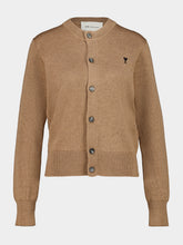 Ami Paris Camel Crewneck Wool Cardigan