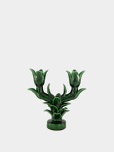 Jean Roger Emerald Green Flambeaux Small Ceramic Candle Holder