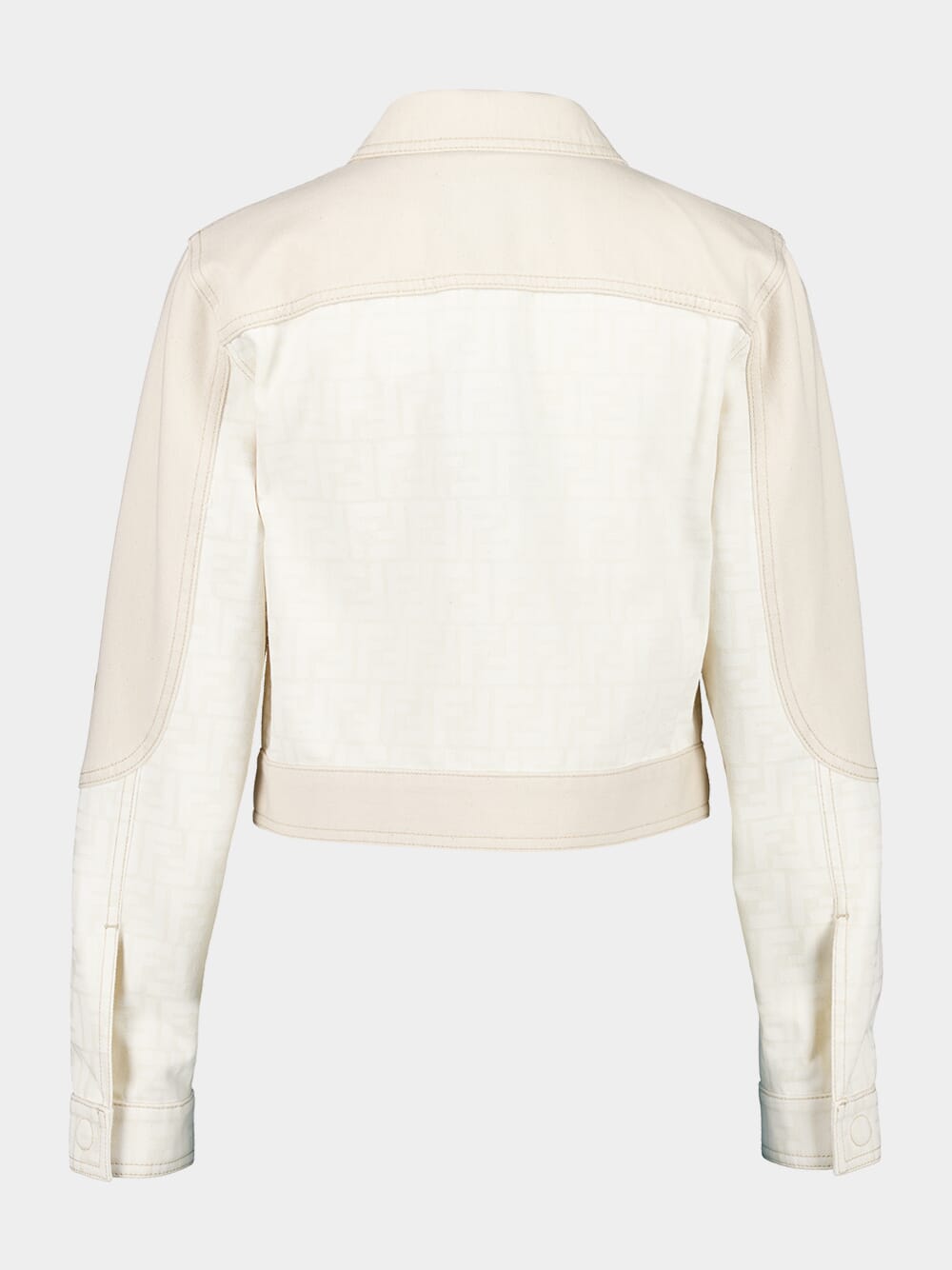 White FF Cropped Denim Jacket