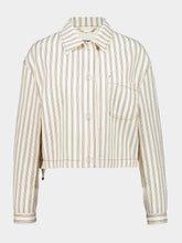 Fendi Beige FF Denim Jacket with Light Blue Stripes