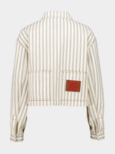Fendi Beige FF Denim Jacket with Light Blue Stripes
