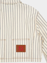 Fendi Beige FF Denim Jacket with Light Blue Stripes