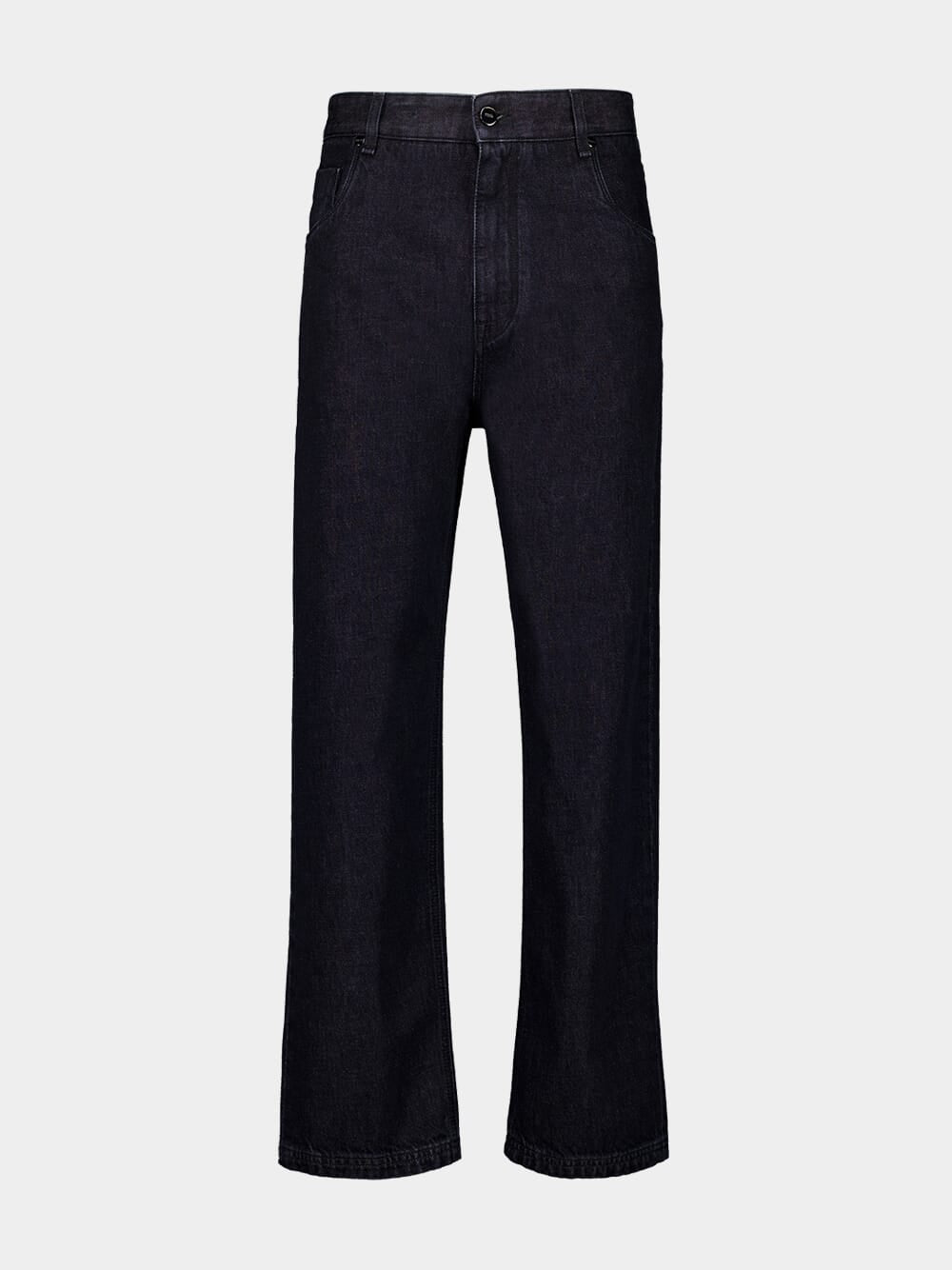 Black Straight-Leg Jeans with FF Turn-Up Hem