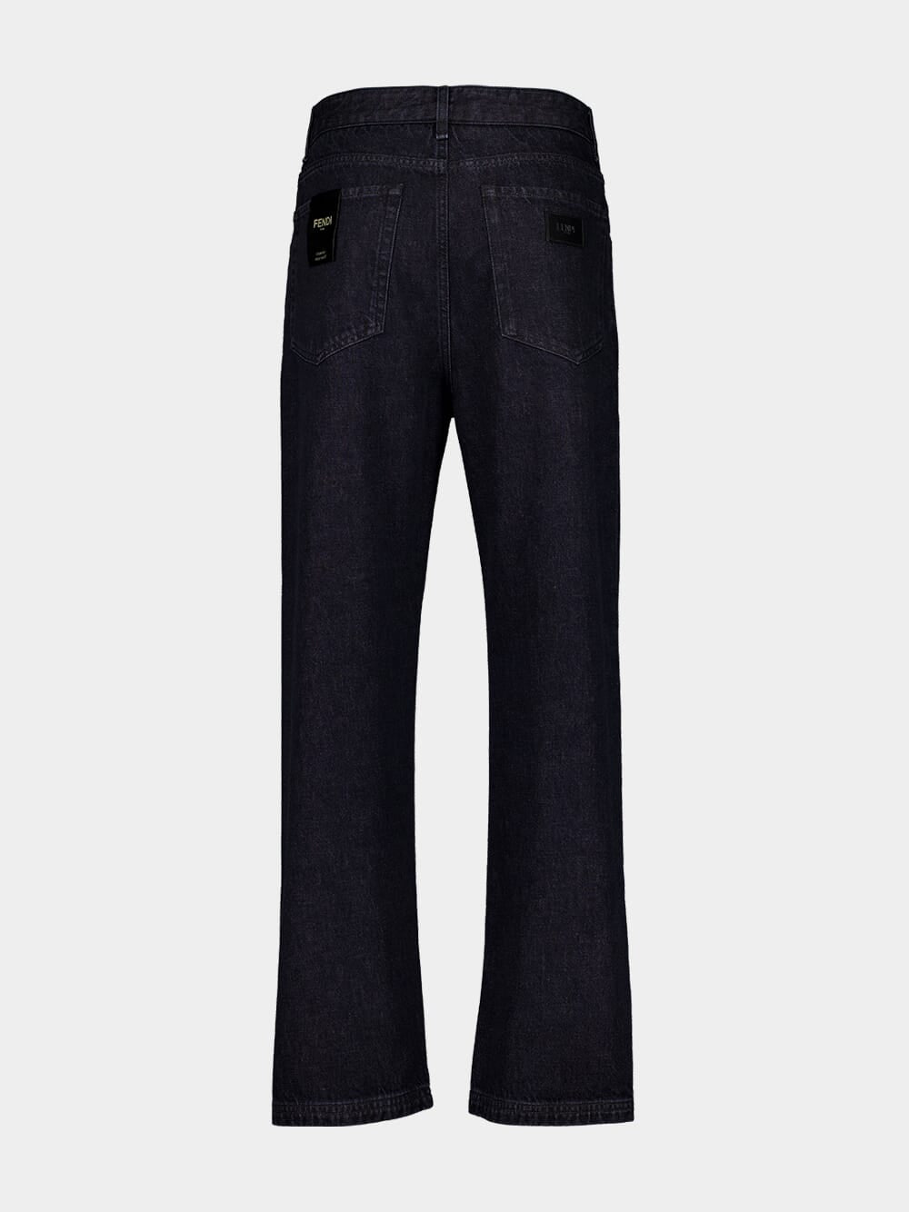 Black Straight-Leg Jeans with FF Turn-Up Hem