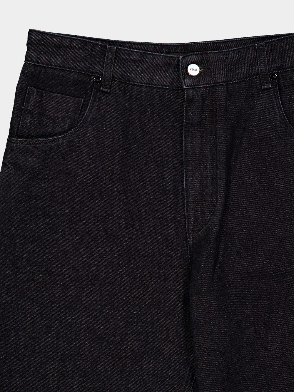 Black Straight-Leg Jeans with FF Turn-Up Hem