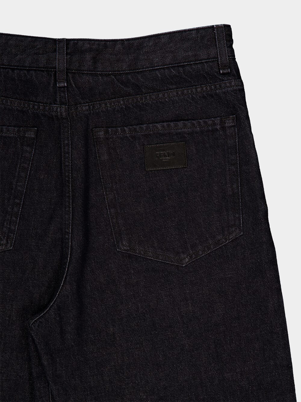 Black Straight-Leg Jeans with FF Turn-Up Hem