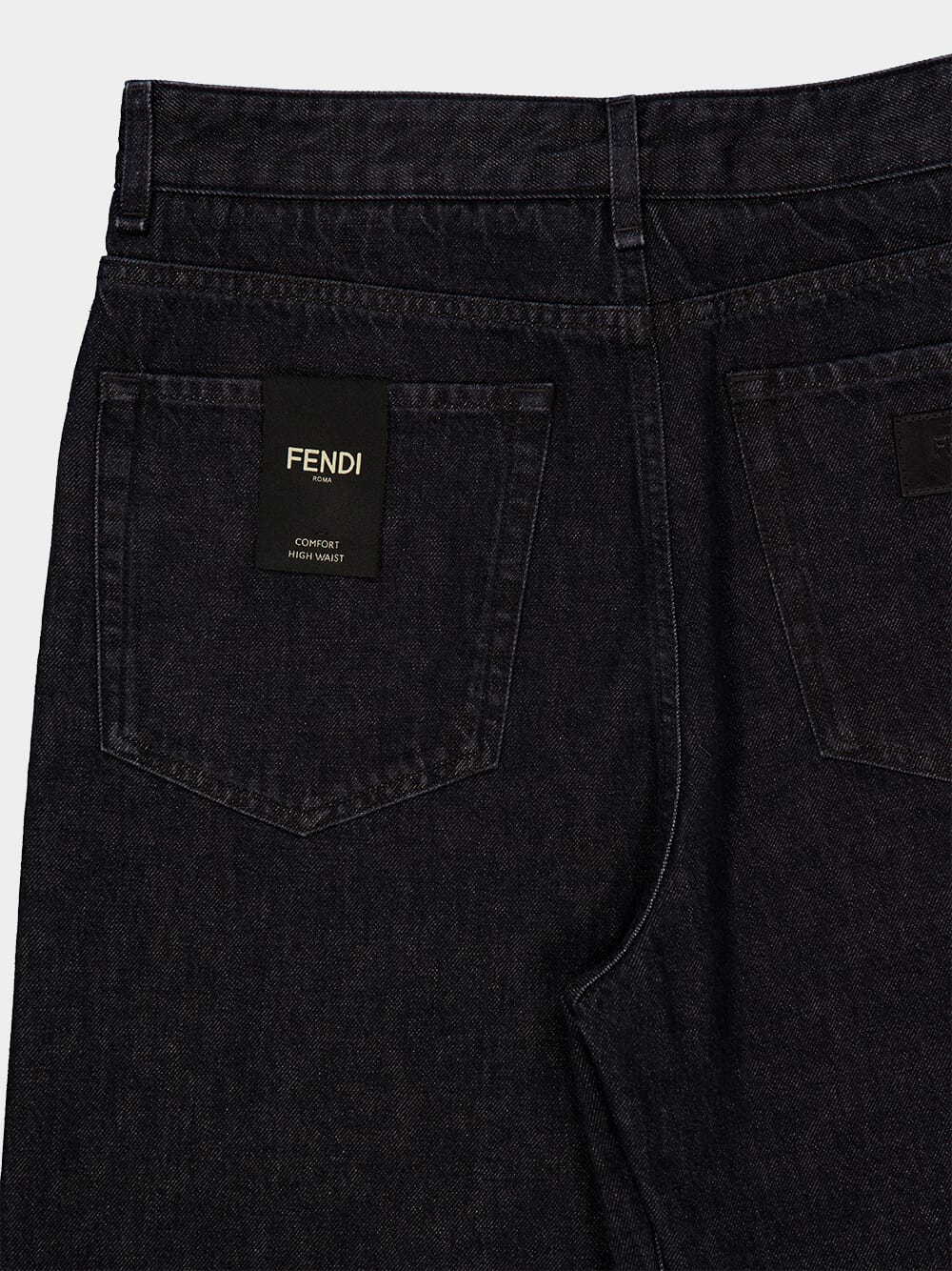 Black Straight-Leg Jeans with FF Turn-Up Hem