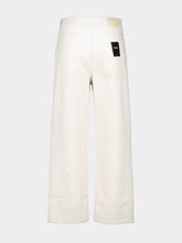 Fendi White Denim Jeans with Beige Topstitching