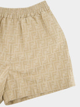 Fendi Beige FF Chambray Cotton Linen Shorts