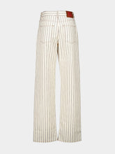 Fendi Beige FF Denim Jeans with Light Blue Stripes