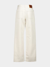 Fendi Beige Wide-Leg Denim Jeans with FF Hem Detail