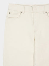 Fendi Beige Wide-Leg Denim Jeans with FF Hem Detail