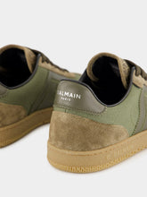 Balmain Khaki Swan Leather and Canvas Trainers