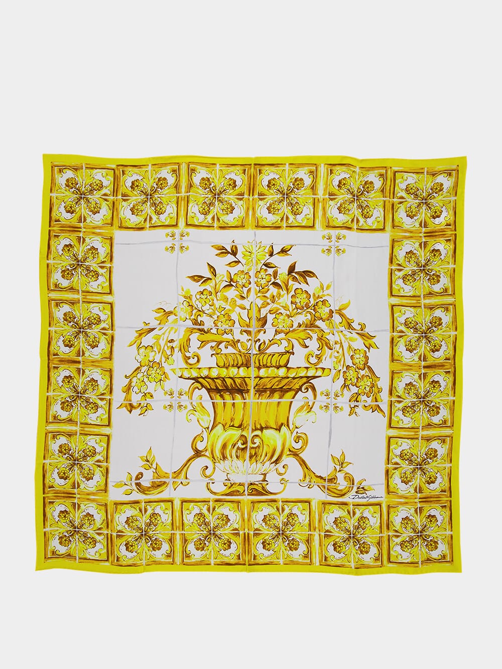 Yellow Majolica-print Silk Twill Foulard