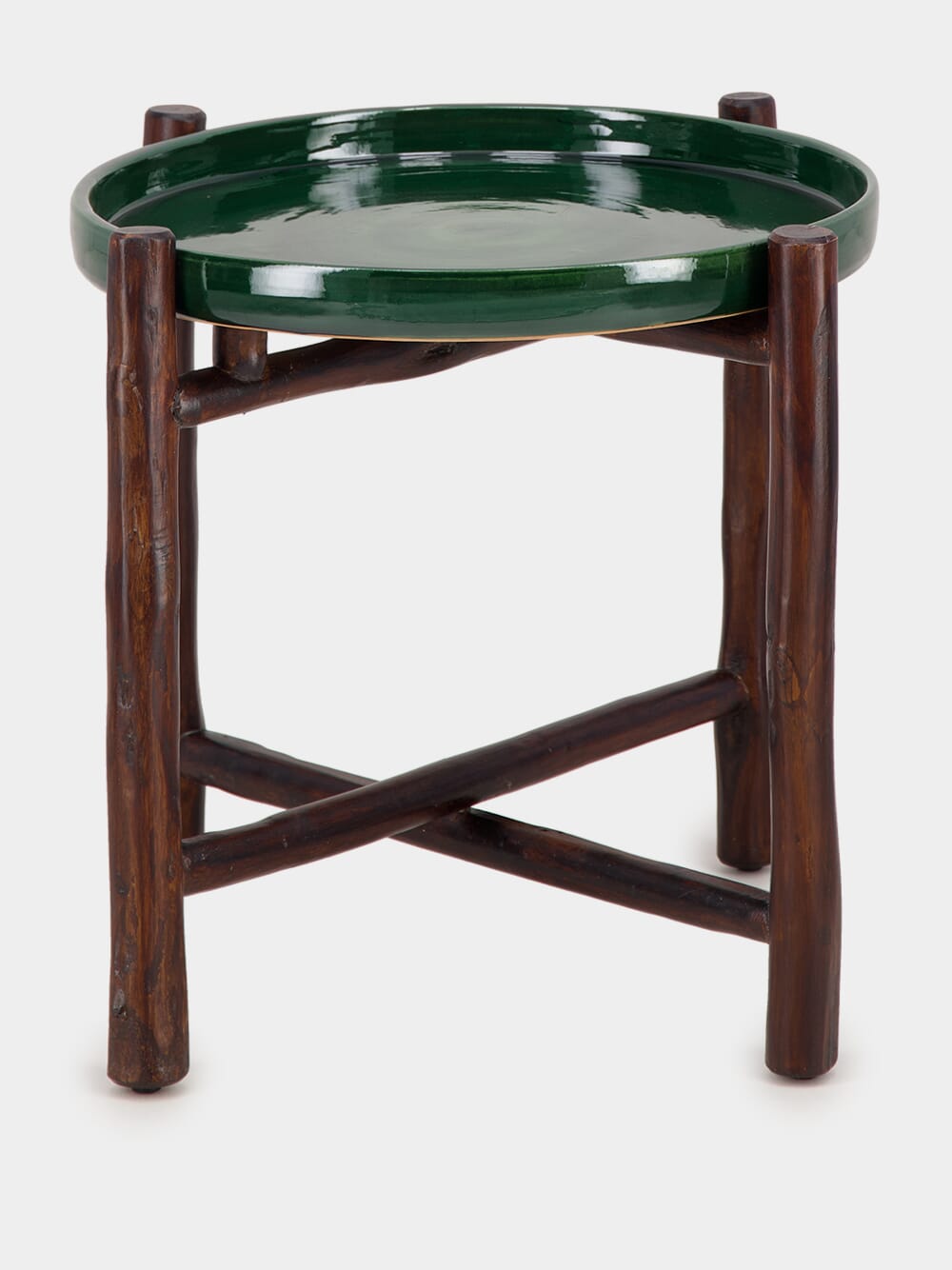 Dark Green Mida Dark Brown Wood Table