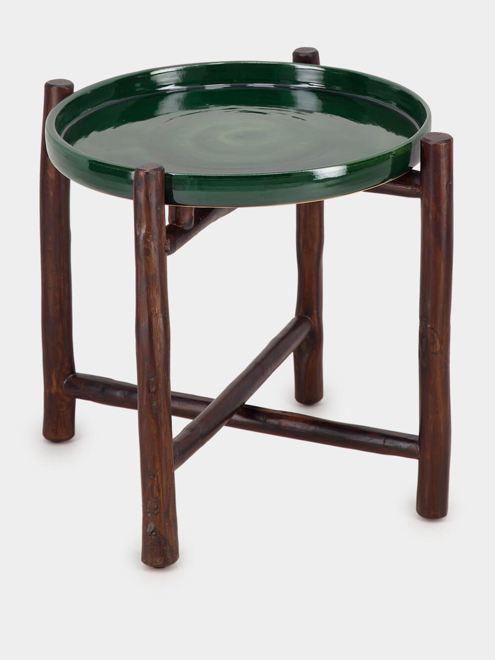 Dark Green Mida Dark Brown Wood Table