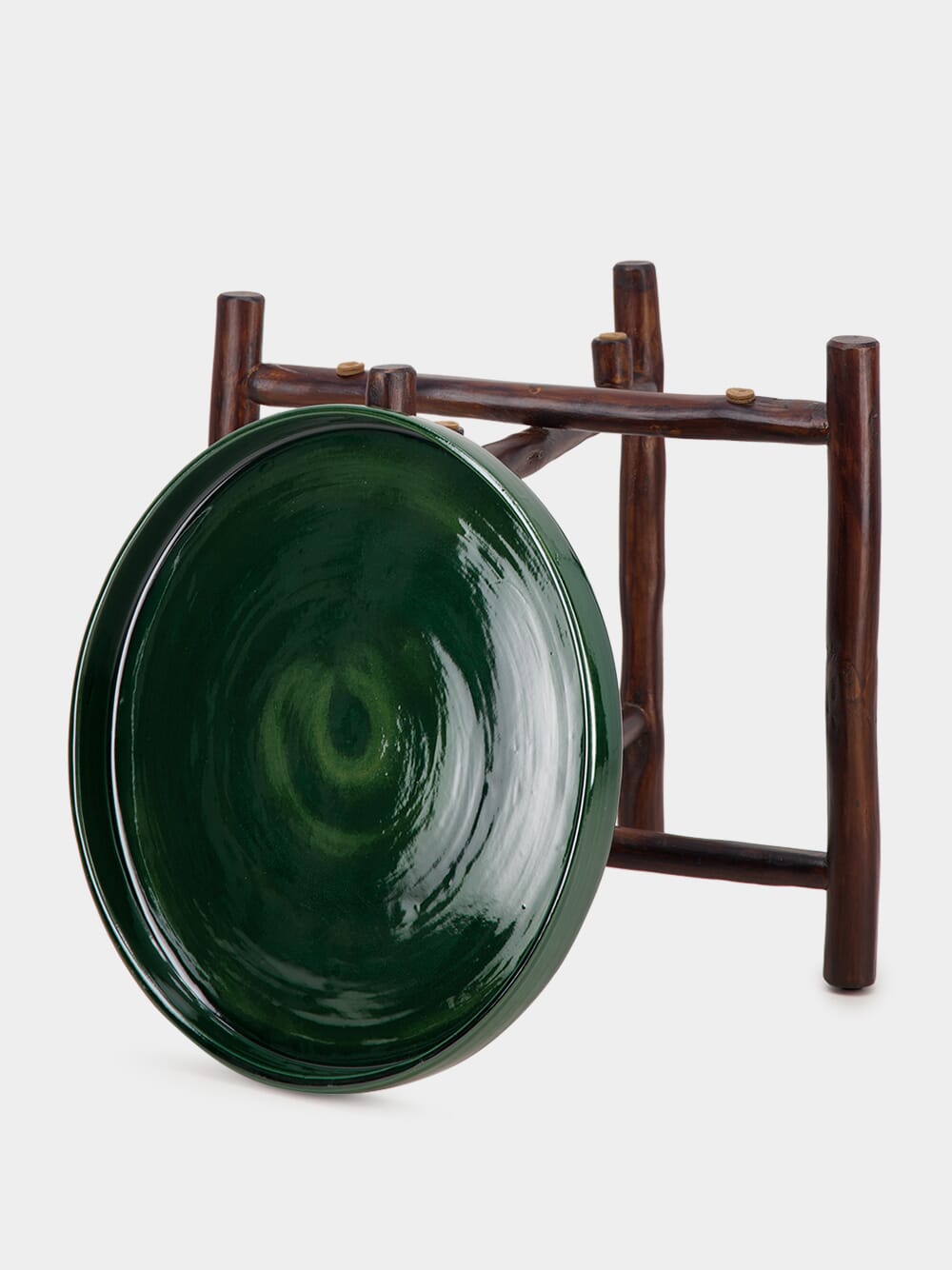 Dark Green Mida Dark Brown Wood Table