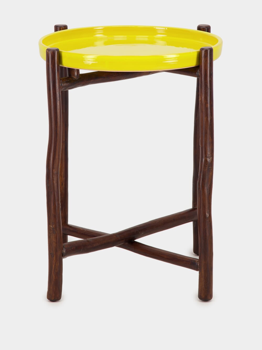 Yellow Mida High Brown Wood Table