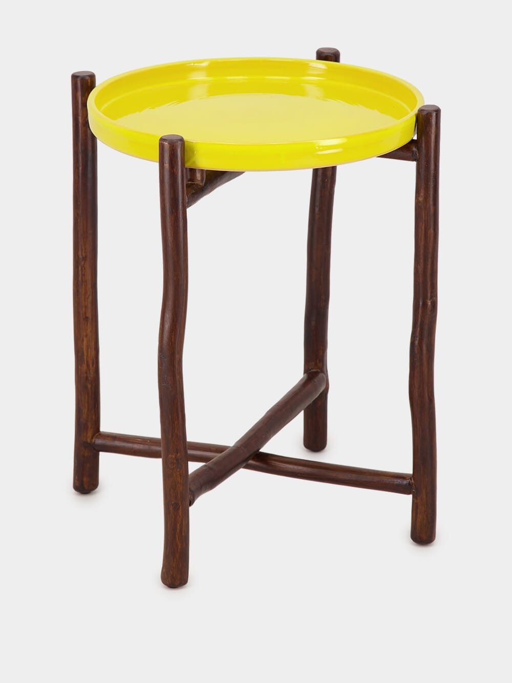 Yellow Mida High Brown Wood Table