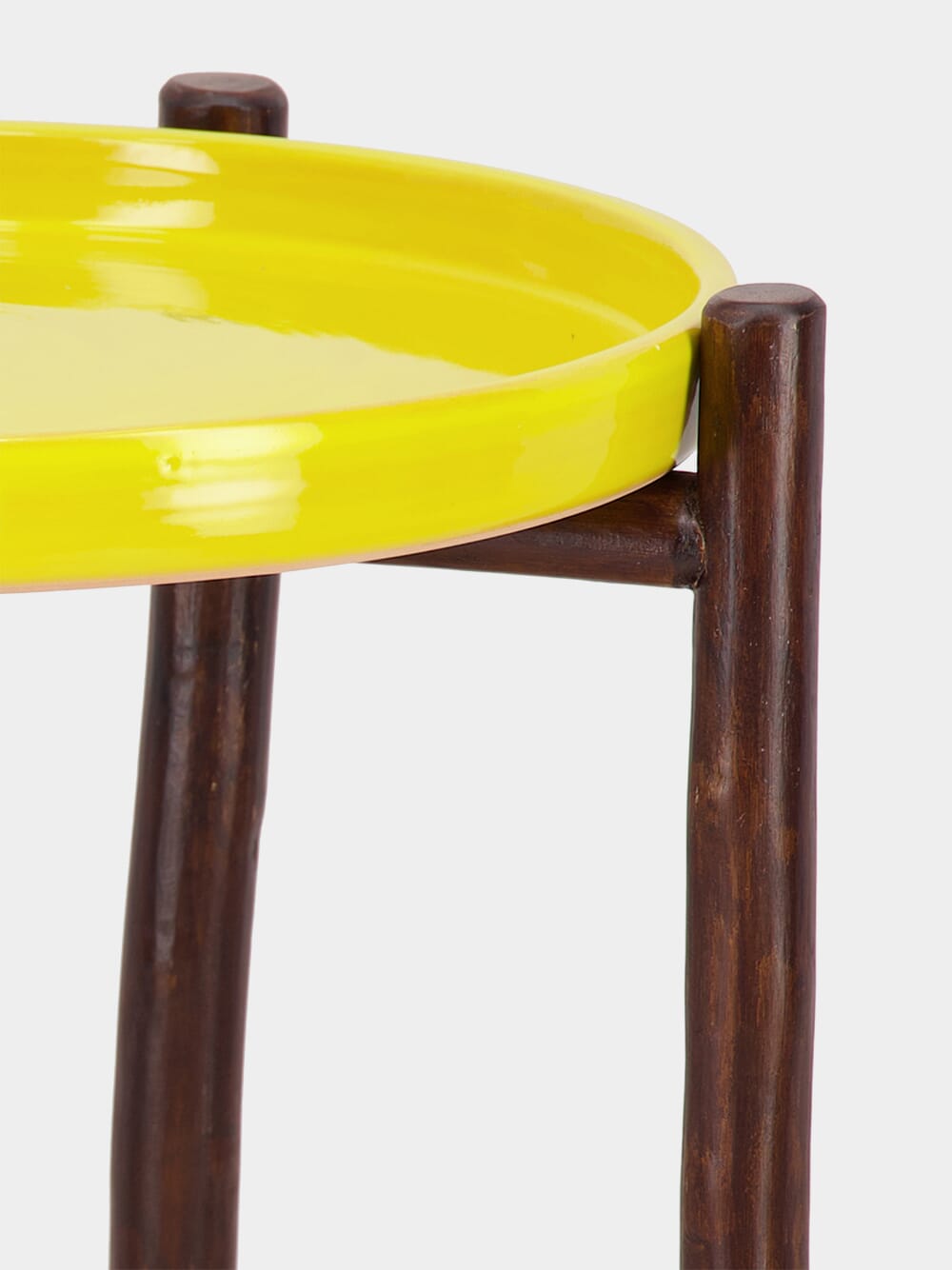 Yellow Mida High Brown Wood Table