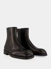 Lemaire Black Zipped Shiny Leather Ankle Boots