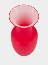 Venini Red Opalino 16.5 Glass Vase