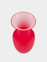 Venini Red Opalino 16.5 Glass Vase