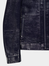 Fendi Shiny Blue Leather Biker Blouson Jacket