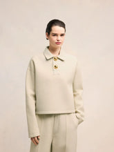 Ami Paris Sand Ami Cropped Wool-Viscose Polo
