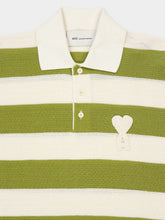 Ami Paris White Cream and Matcha Cotton Polo