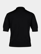 Ami Paris Black Merino Wool Knitted Polo Shirt