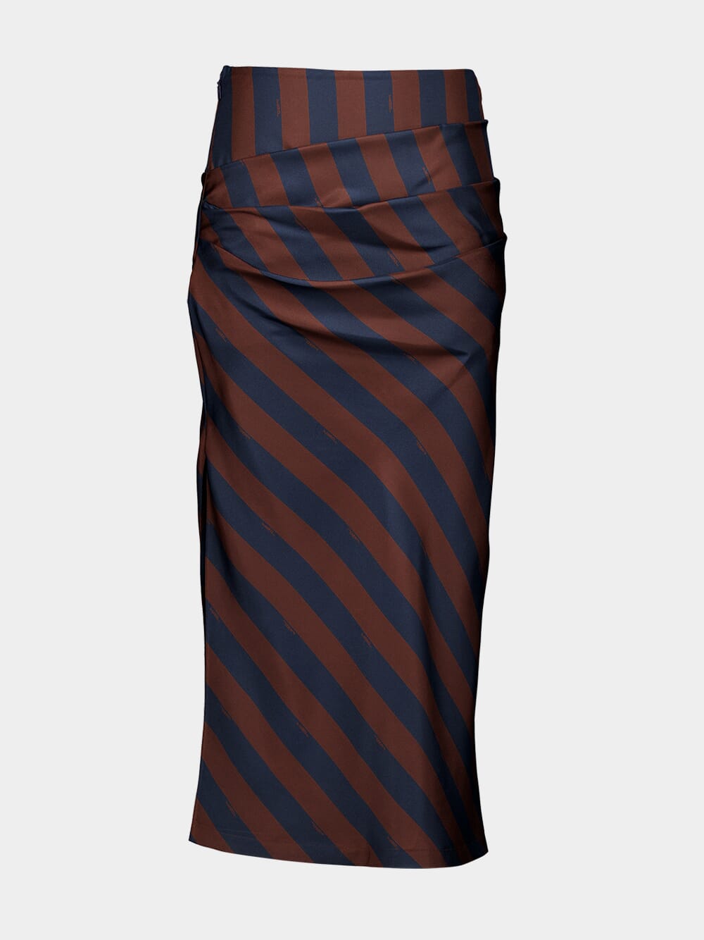 Brown Pequin Silk Midi Skirt