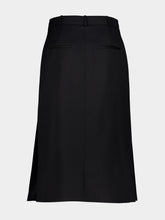 Fendi Black Grain de Poudre Wool Midi Skirt
