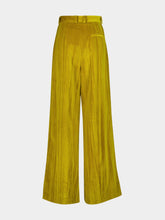 Paula Francis Golden Palm Velvet Plissé Pants