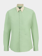 Fendi Light Green Poplin Shirt with Contrast Collar