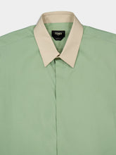 Fendi Light Green Poplin Shirt with Contrast Collar