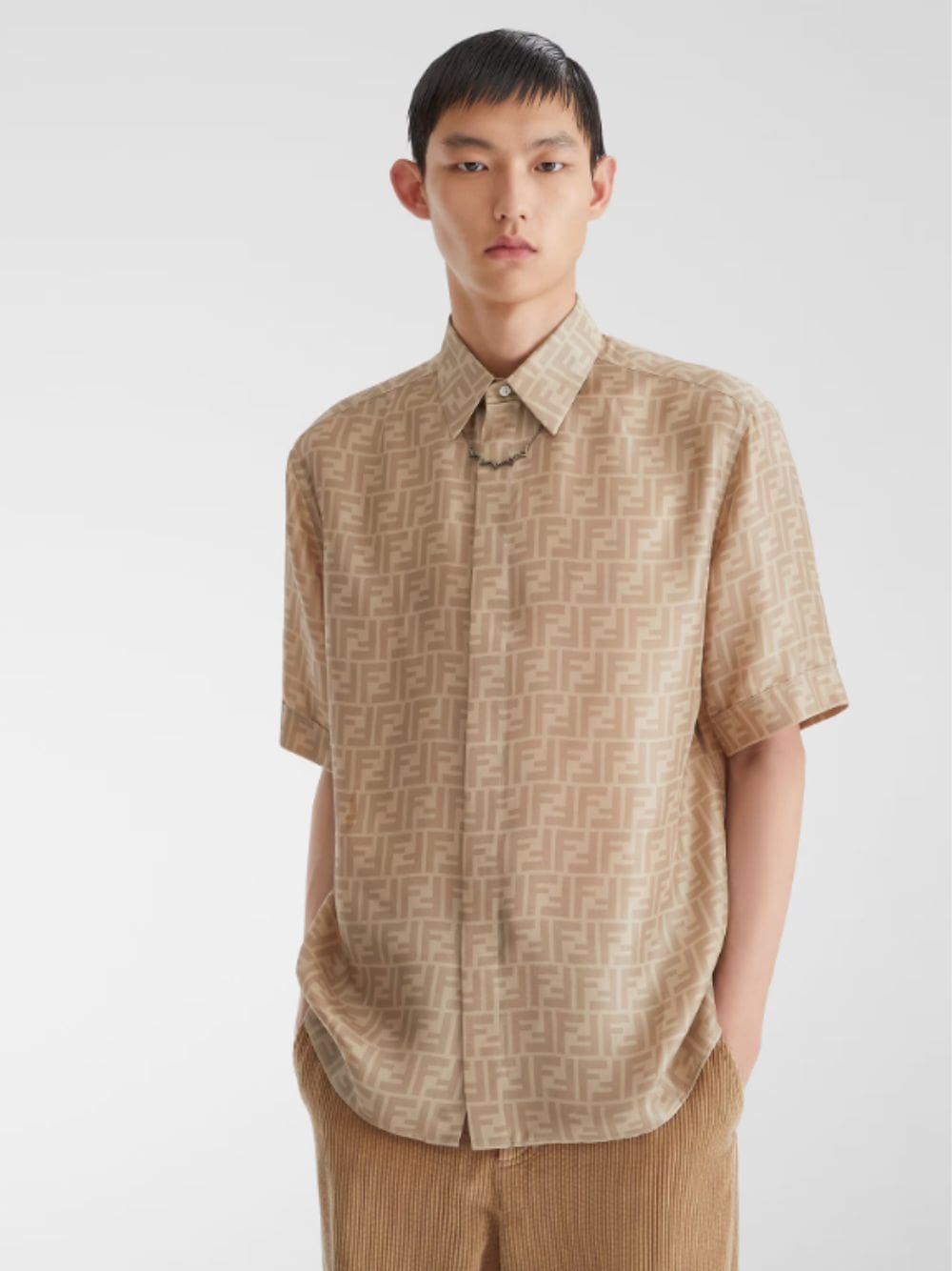 Beige FF Silk Shirt