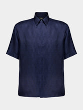 Fendi Blue Silk Short Sleeve Shirt