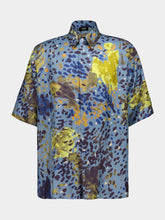 Fendi Airforce Blue and Yellow Falena Silk Shirt