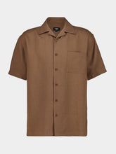 Fendi Light Brown Linen Bowling Collar Shirt