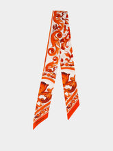 Dolce & Gabbana Orange Majolica-Print Silk Twilly Scarf