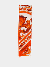 Dolce & Gabbana Orange Majolica-Print Silk Twilly Scarf