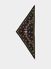 Dolce & Gabbana Black Floral and Chain Print Triangle Silk Scarf