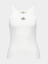 Fendi White Ribbed Cotton Logo Top